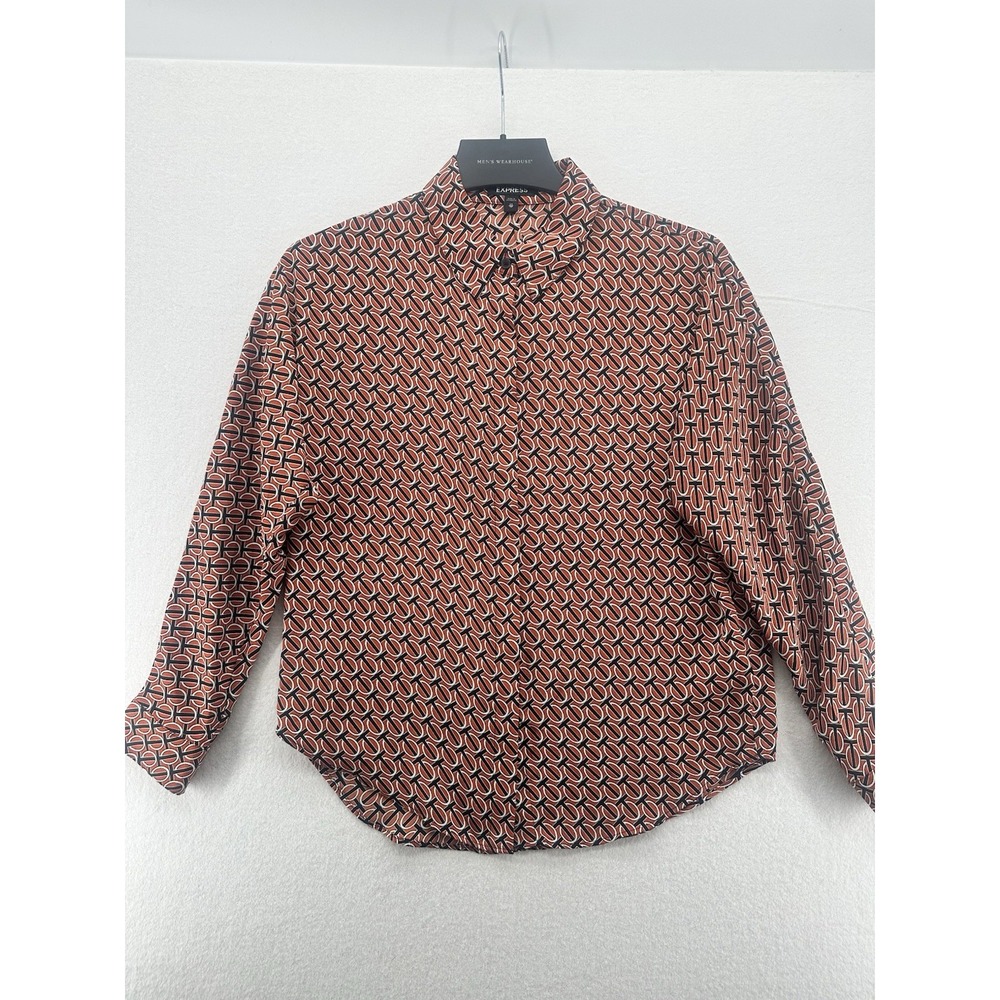 EXPRESS Brown Black Button Down Long Sleeve Shirt Size XS Multicolor